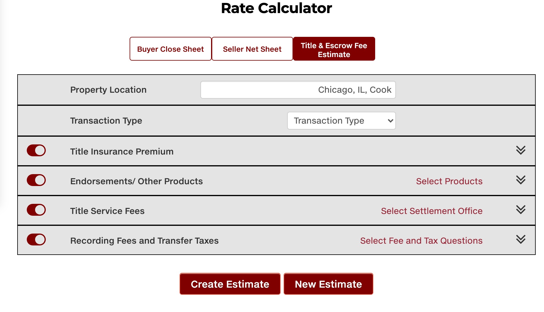 Screeenshot of Stewart rate calculator